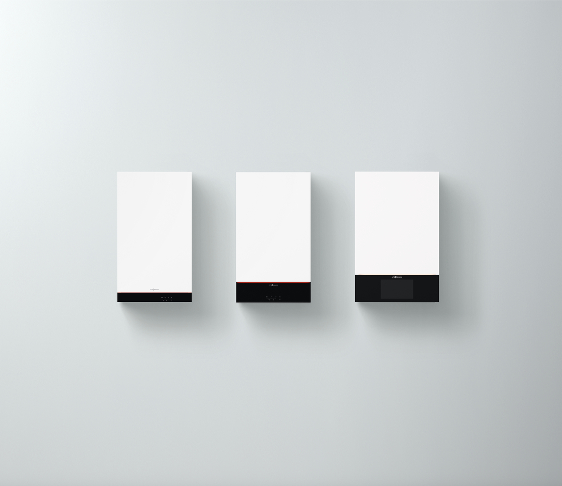Viessmann Vitodens boilers mounted side by side on a light wall